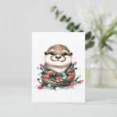 Carte Postale adorable Otter de Noël (Debout devant)