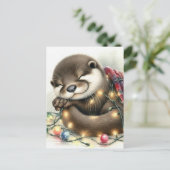 Carte Postale adorable Otter de Noël (Debout devant)