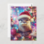 Carte Postale Adorable Otter de Noël Festif (Devant / Derrière)