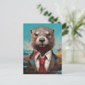 Carte Postale Adorable Otter en costume (Debout devant)