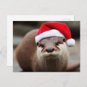 Carte Postale Adorable Otter Santa Hat (Devant / Derrière)
