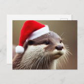 Carte Postale Adorable Otter Santa Hat (Devant / Derrière)