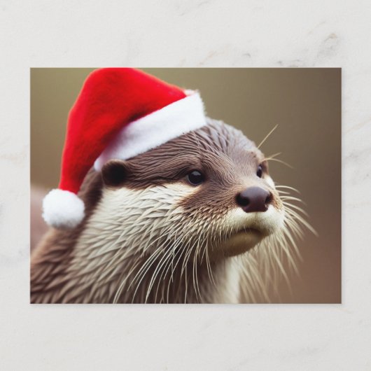 Carte Postale Adorable Otter Santa Hat (Devant)
