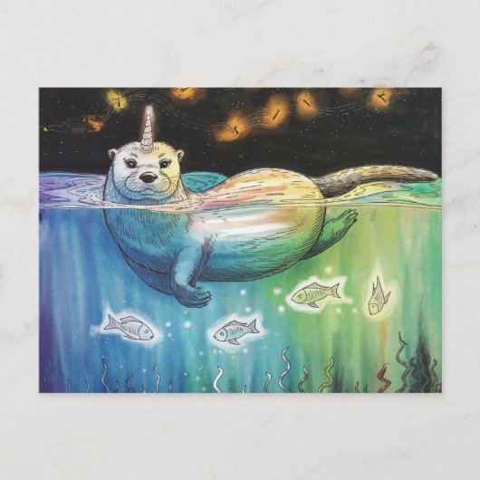 Carte Postale Adorable Otter Unicorn (Devant)