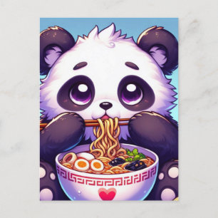 Carte Postale Adorable Ours De Panda Manger Des Nouilles