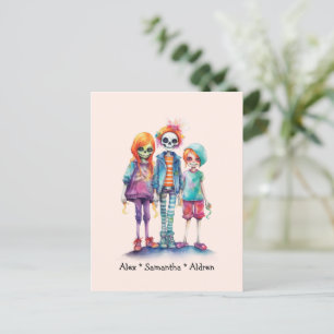 Carte Postale Adorable Pastel Zombie Trio - Joli Halloween