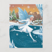 Carte Postale Adorable Patinage sur glace Fée Icy Winter Forest (Devant)