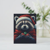 Carte Postale Adorable Père Noël Raccoon (Debout devant)