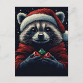 Carte Postale Adorable Père Noël Raccoon (Devant)