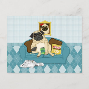 Carte Postale Adorable personnalisable Canapé Pugtato Tee - shir