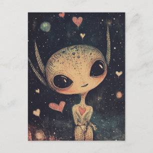 Carte Postale adorable petit Alien