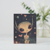 Carte Postale adorable petit Alien (Debout devant)