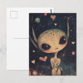 Carte Postale adorable petit Alien (Devant / Derrière)