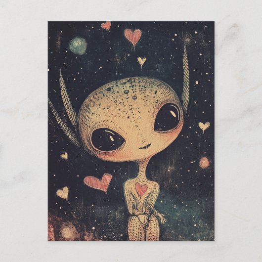 Carte Postale adorable petit Alien (Devant)