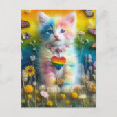 Carte Postale Adorable petit chat coloré (Devant)