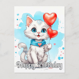 Carte Postale Adorable Petit Chat   Joyeux Anniversaire