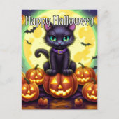 Carte Postale Adorable Petit Chat Kitty | Bonne Halloween (Devant)