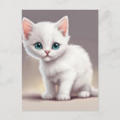 Carte Postale adorable petit chaton blanc (Devant)