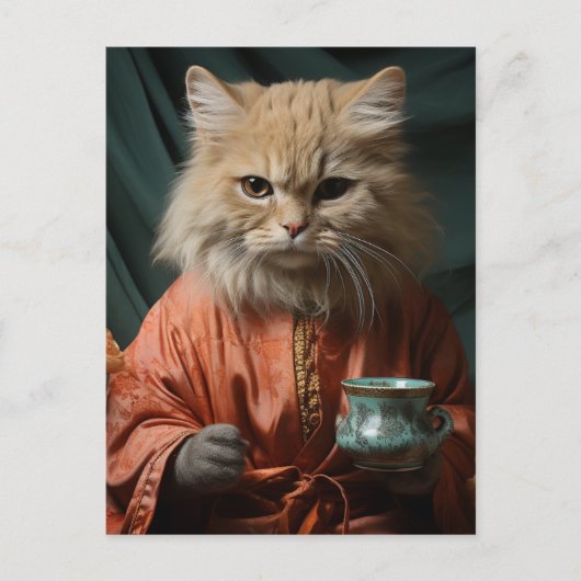 Carte Postale Adorable Petit Kitten Avec Café (Devant)