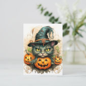 Carte Postale Adorable Petit Kitty Chat Sorcière (Debout devant)