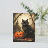 Carte Postale Adorable Petit Kitty Chat Sorcière | Bonne Hallowe (Debout devant)