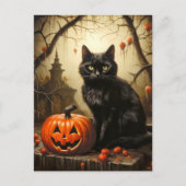 Carte Postale Adorable Petit Kitty Chat Sorcière | Bonne Hallowe (Devant)