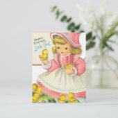 Carte Postale Adorable Petite Fille de Pâques (Debout devant)