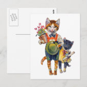 Carte Postale Adorable Petits Chats Portant Des Cadeaux (Devant / Derrière)