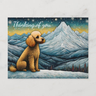 Carte Postale Adorable Poodle Snowy Mountain Penser De Vous