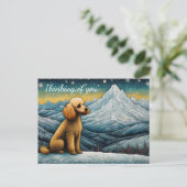 Carte Postale Adorable Poodle Snowy Mountain Penser De Vous (Debout devant)