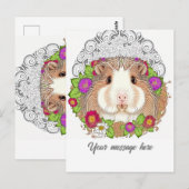 Carte Postale adorable porc de Guinée Brown (Devant / Derrière)