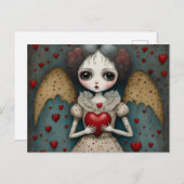 Carte Postale Adorable poupée gothique de Saint-Valentin (Devant / Derrière)