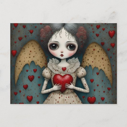 Carte Postale Adorable poupée gothique de Saint-Valentin (Devant)