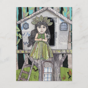 Carte Postale Adorable Princesse dans un Treehouse Médias mixtes