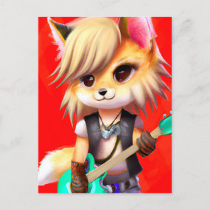 Carte Postale Adorable Punk Rock Fox