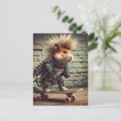 Carte Postale Adorable Punk Rock Skateboard Hamster (Debout devant)
