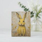 Carte postale adorable Rabbit Jaune (Debout devant)