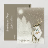 Carte Postale Adorable Reindeer Rustic Holiday Certificat cadeau (Devant / Derrière)
