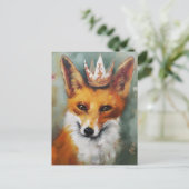 Carte Postale Adorable Renard rouge dans une couronne (Debout devant)
