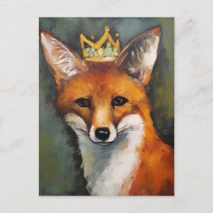 Carte Postale Adorable Renard rouge dans une couronne