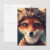 Carte Postale Adorable Renard rouge en vêtements d'hiver (Devant / Derrière)