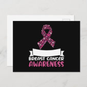Carte Postale Adorable Ruban rose Conscience du cancer du sein F (Devant / Derrière)