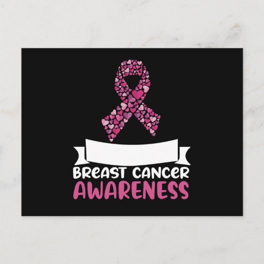 Carte Postale Adorable Ruban rose Conscience du cancer du sein F (Devant)