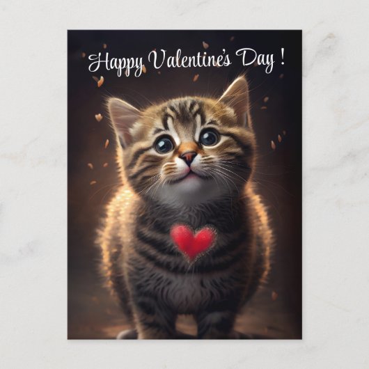 Carte Postale Adorable Saint Valentin Kitten (Devant)