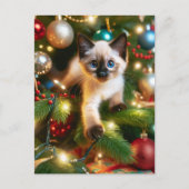 Carte Postale Adorable Siamese Kitten Noël (Devant)