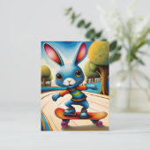 Carte Postale Adorable Skateboard Rabbit (Debout devant)