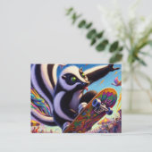 Carte Postale Adorable Skateboard Skunk (Debout devant)
