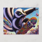 Carte Postale Adorable Skateboard Skunk (Devant)