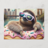 Carte Postale Adorable Sloth flottant dans un écrou (Devant)