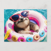 Carte Postale Adorable Sloth flottant dans un écrou (Devant)